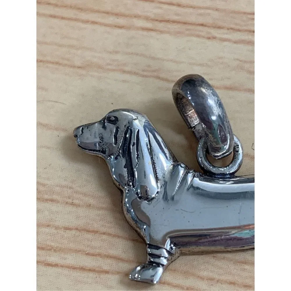 .925 Basset Dog Sterling Silver Jewelry Charm